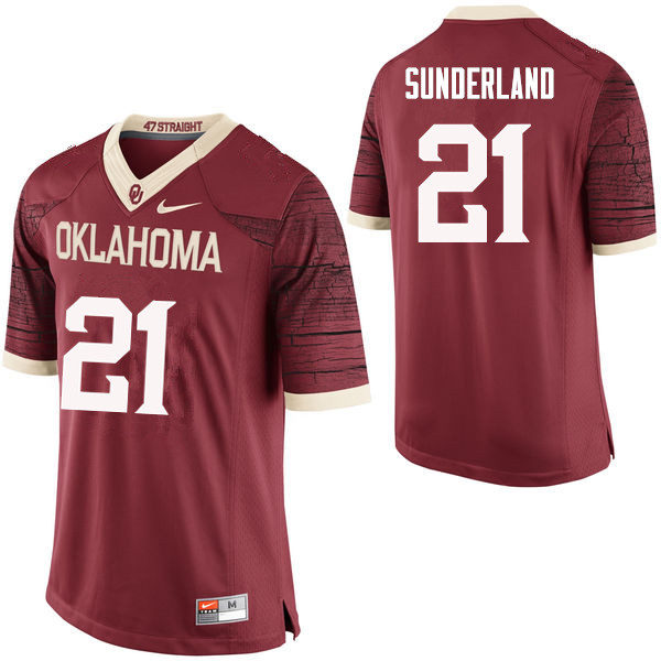 Men Oklahoma Sooners #21 Will Sunderland College Football Jerseys Limited-Crimson